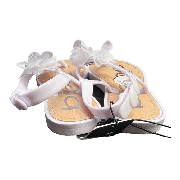 Bebe girls jelly sandals - size 7/8- white Chiffon Flower Girl NWT - Picture 3 of 5